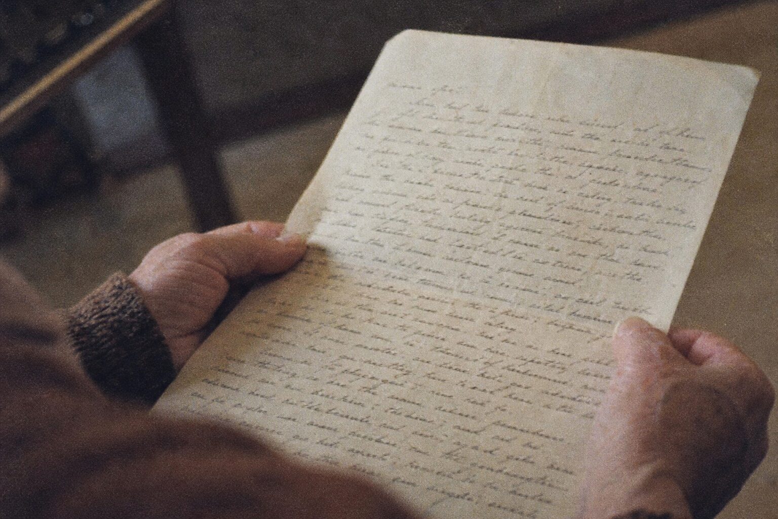 A letter written in the careful handwriting of an elderly woman